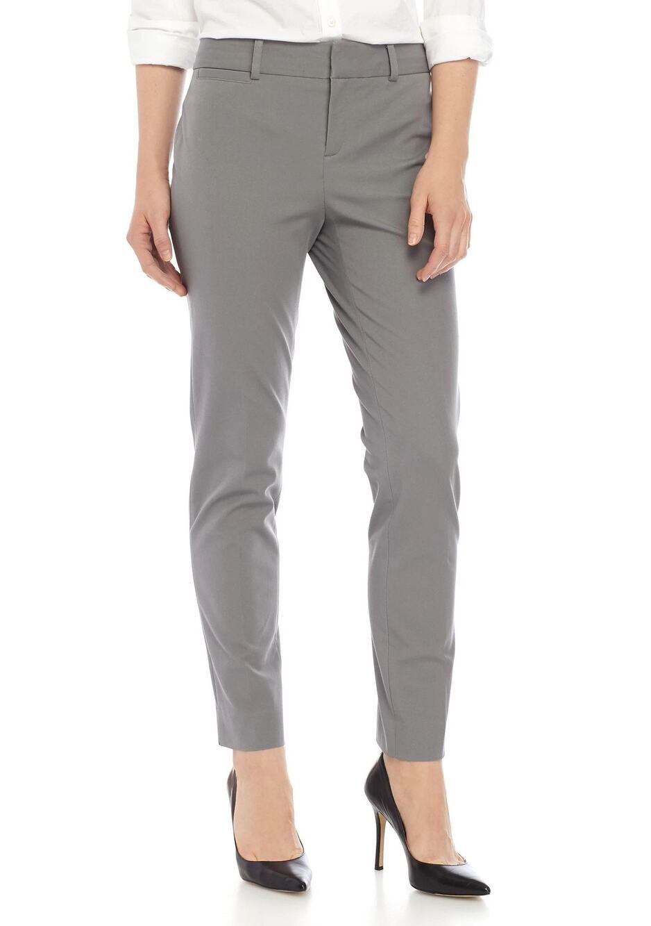 Crown & Ivy Pants 10 Gray Cary Bi Stretch Fly Front Trousers